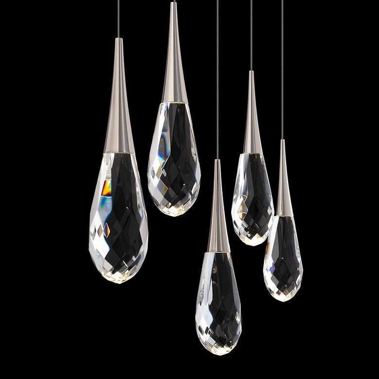 Image 4 Hibiscus 13"H x 40"W 5-Light Crystal Multi-Light Pendant in Polis more views