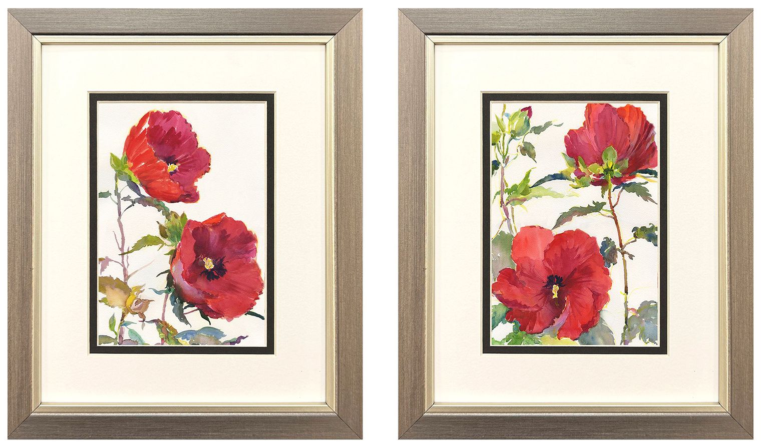 Image 2 Hibiscus Glow 9"W x 11"H Framed Art - Set of 2