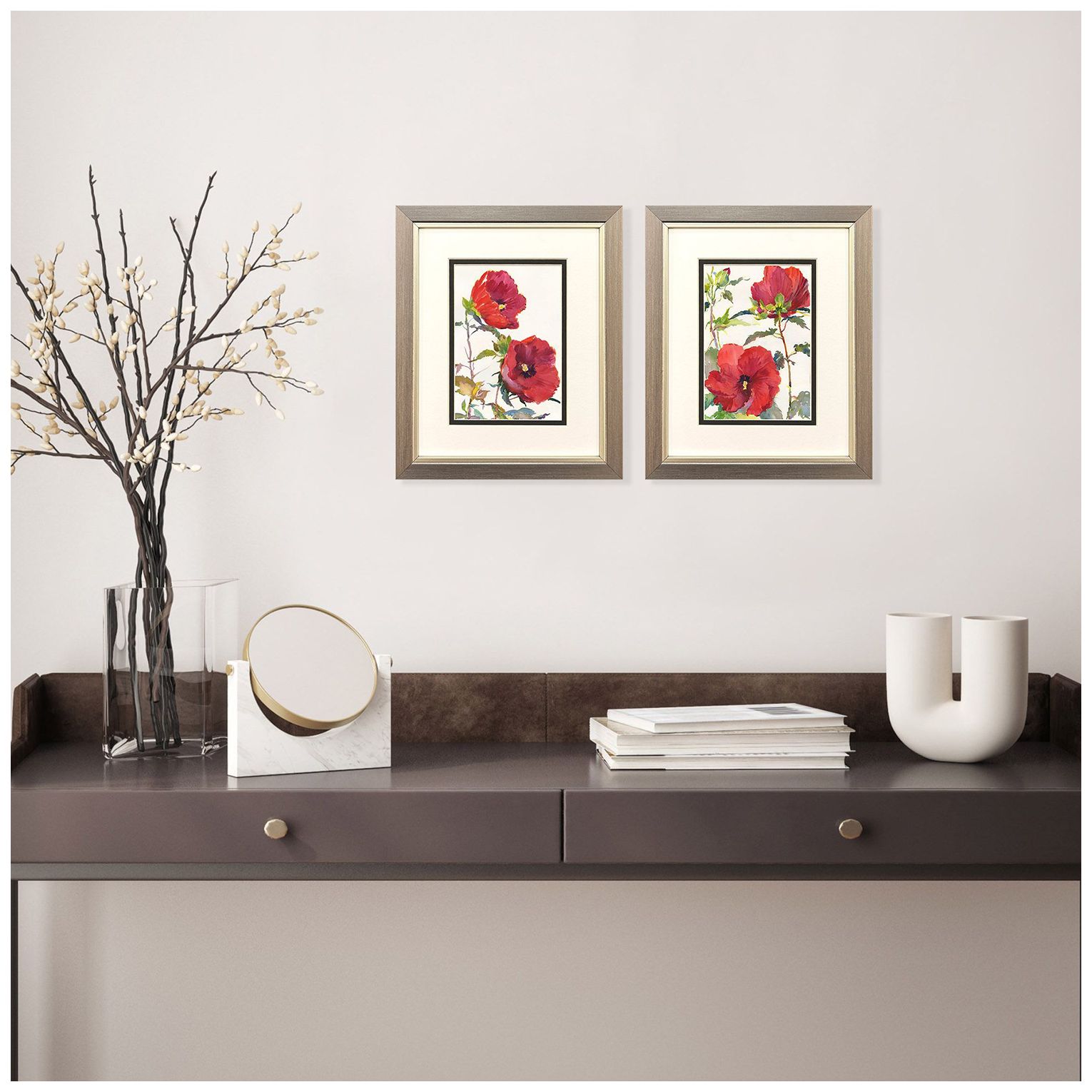 Image 5 Hibiscus Glow 9"W x 11"H Framed Art - Set of 2 more views
