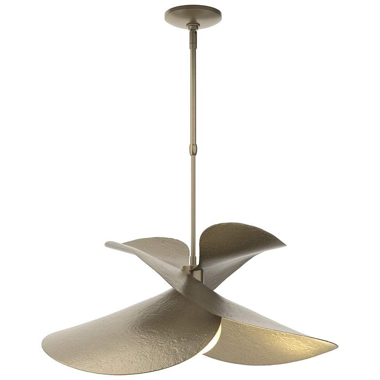 Image 1 Hibiscus Large Pendant - Soft Gold Finish - Standard Height