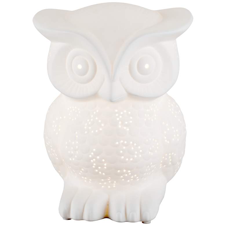 Image 1 Hibou White Porcelain Owl Accent Lamp
