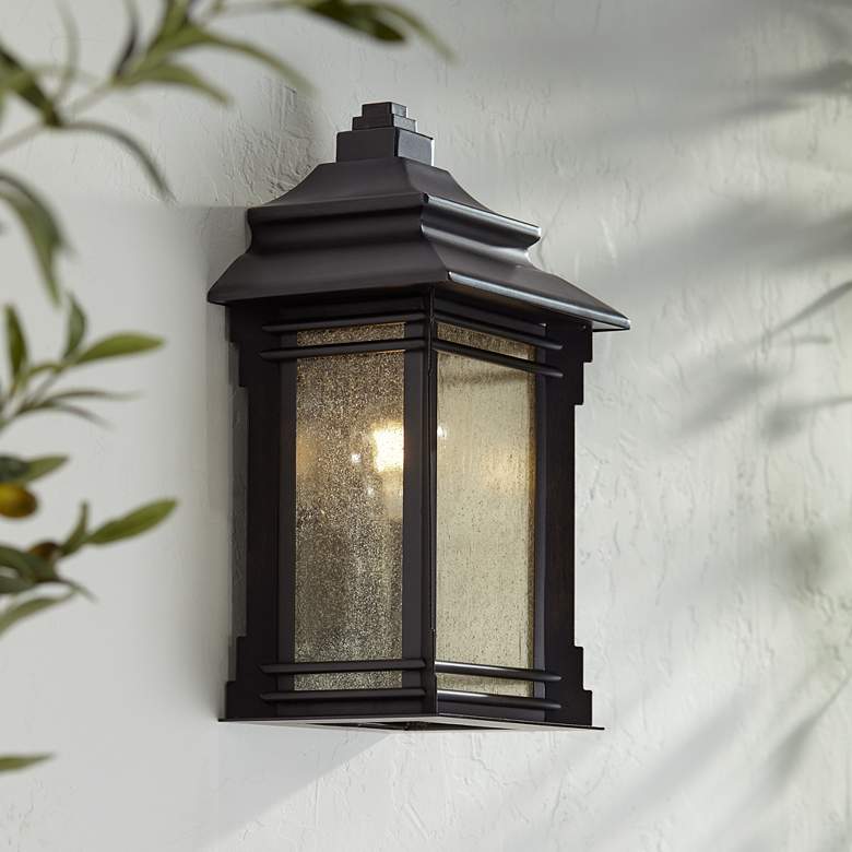 Image 1 Hickory Point 16 1/2 inch High Bronze Outdoor Pocket Wall Light