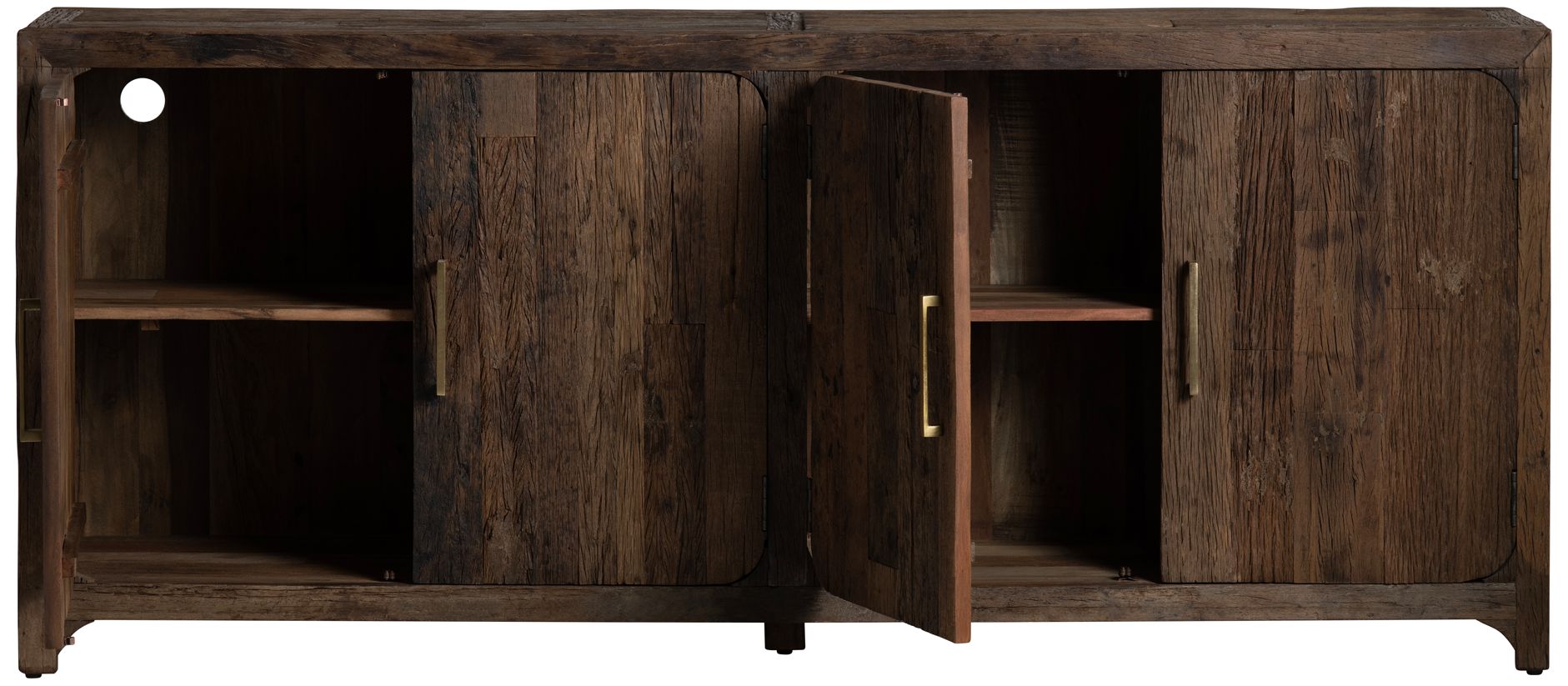 Image 3 Hickory Ridge 80" Wide Natural Wood Grain 4-Door Sideboard more views