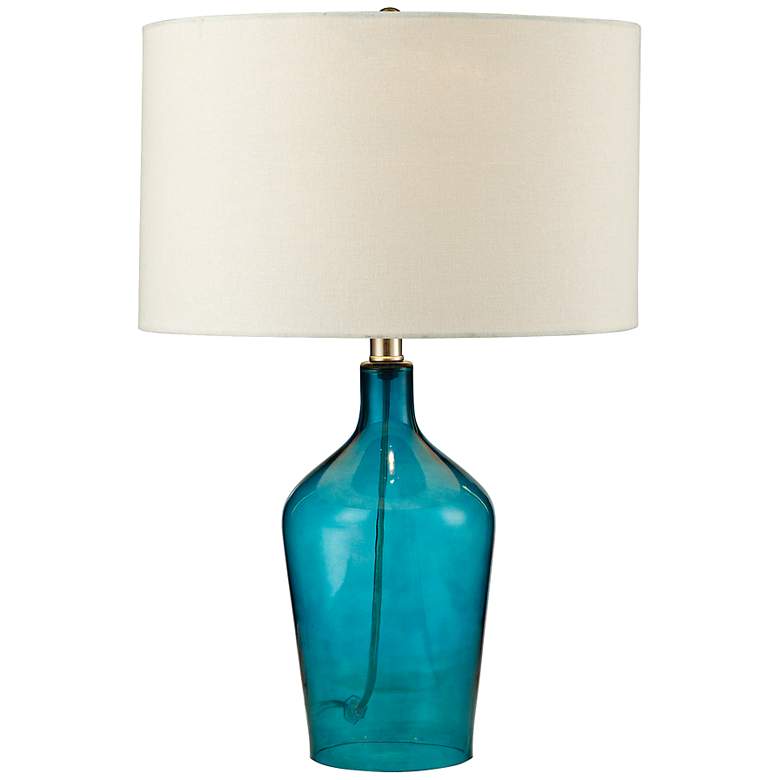 Image 1 Hideaway Teal Blue Blown Glass Table Lamp