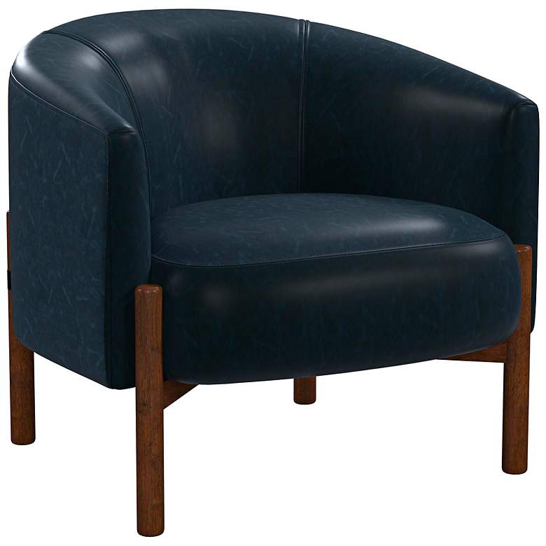 Image 6 Higgins Navy Blue Faux Leather Accent Chair more views