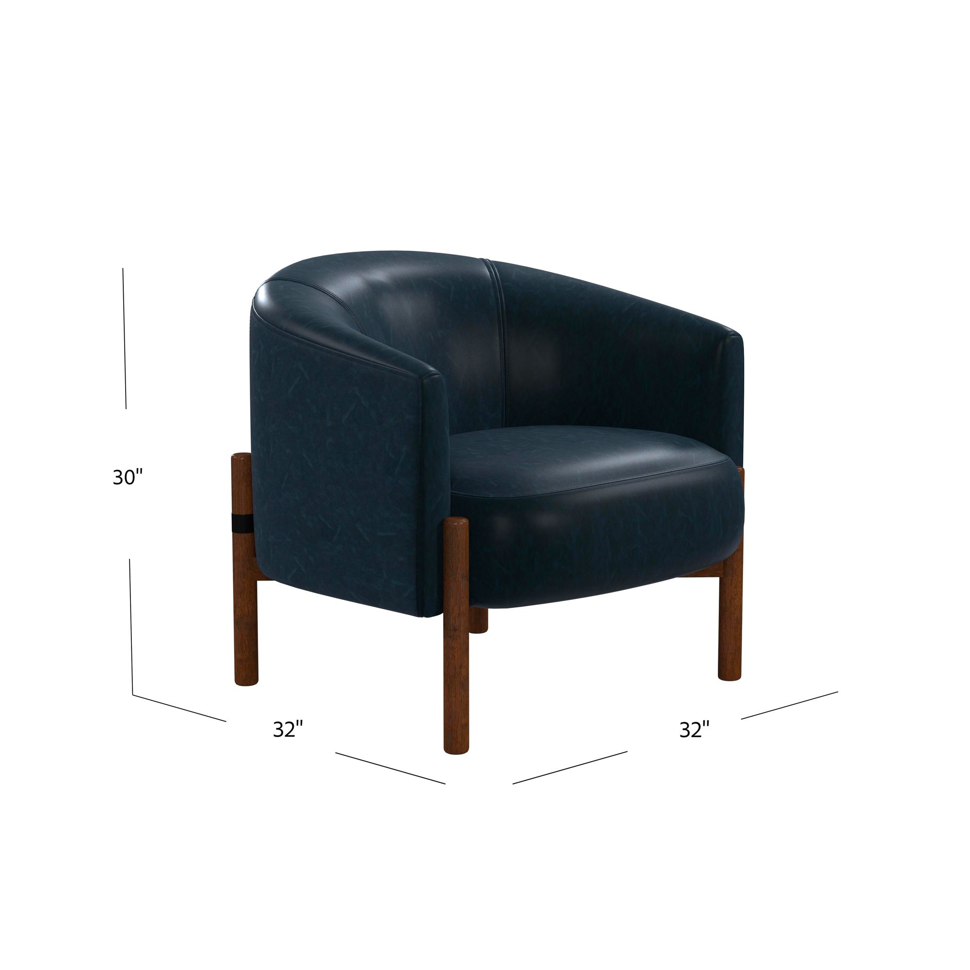 Higgins Navy Blue Faux Leather Accent Chair in scene