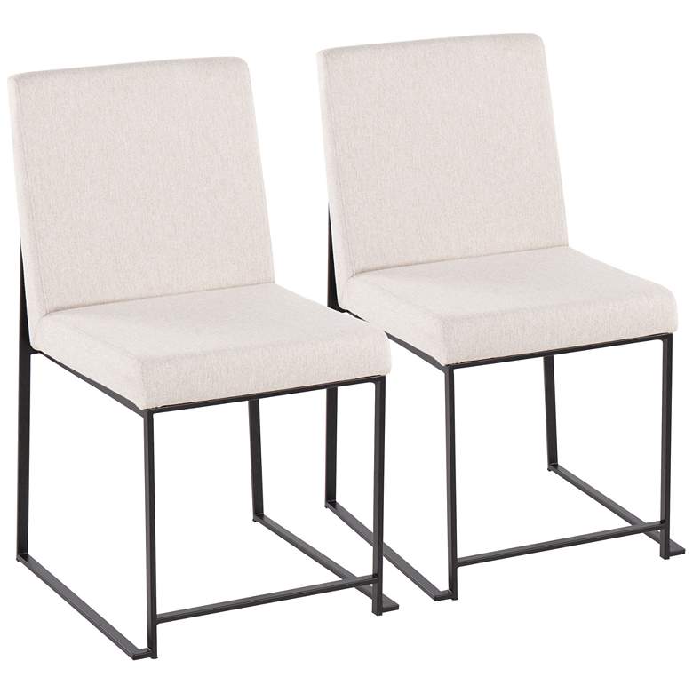 Image 1 High Back Fuji Dining Chair Black Steel Beige Fabric by LumiSource Pair