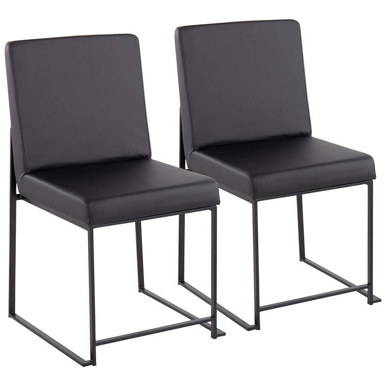 Image 1 High Back Fuji Dining Chair in Black Steel and Black PU by LumiSource Pair