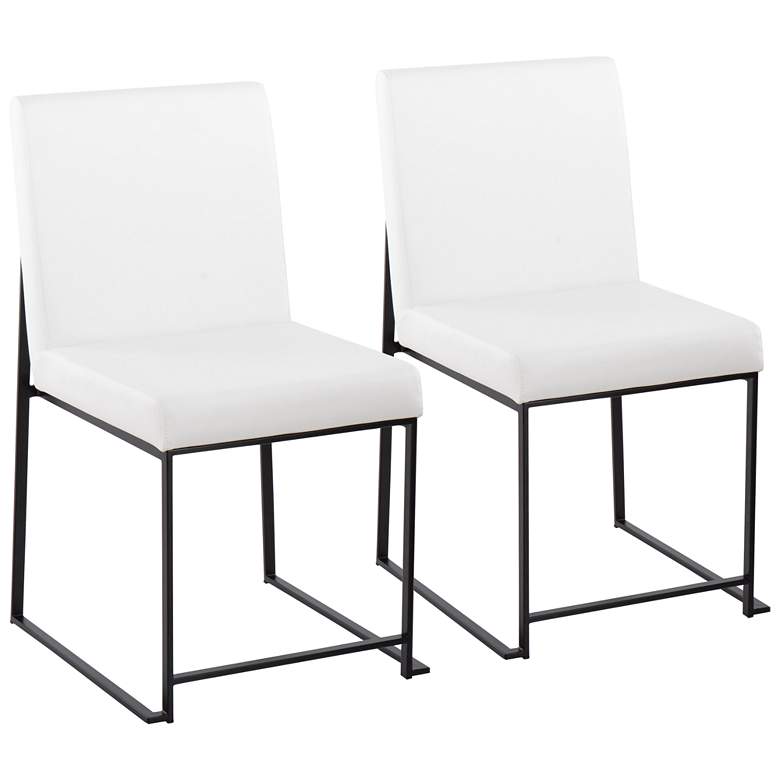Image 1 High Back Fuji Dining Chair in Black Steel and White PU by LumiSource Pair