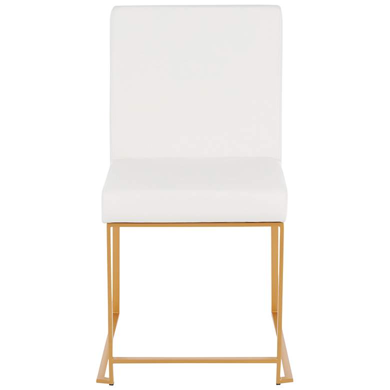 Image 5 High Back Fuji Dining Chair in Gold and White PU by LumiSource Pair more views