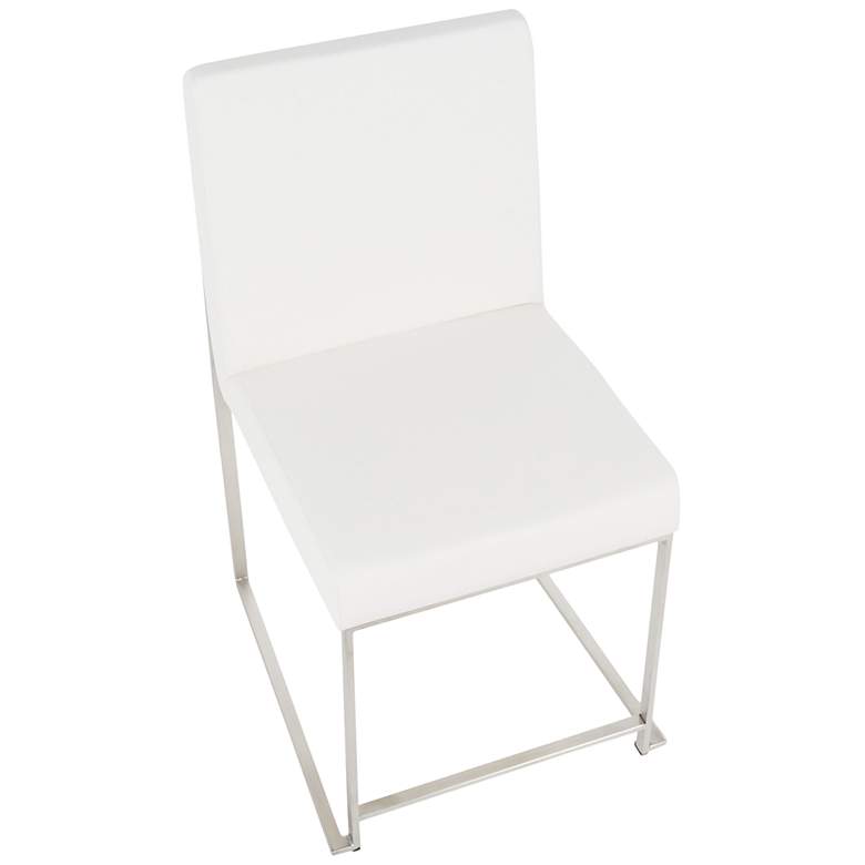 Image 6 High Back Fuji Dining Chair Stainless Steel White PU by LumiSource Pair more views