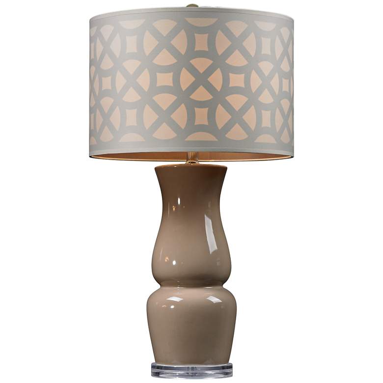 Image 1 High Gloss Taupe Ceramic Table Lamp