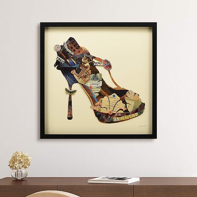 High-Heeled 25&quot; High Dimensional Collage Framed Wall Art