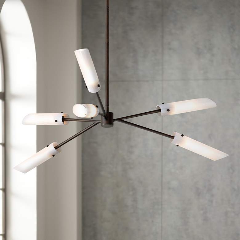 Image 1 High Line 42" Wide Dark Bronze 6-Light Pendant Light