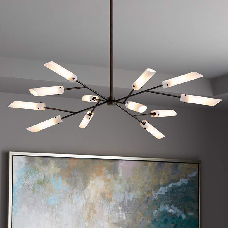 Image 1 High Line 55 1/2" Wide Dark Bronze 12-Light Pendant Light