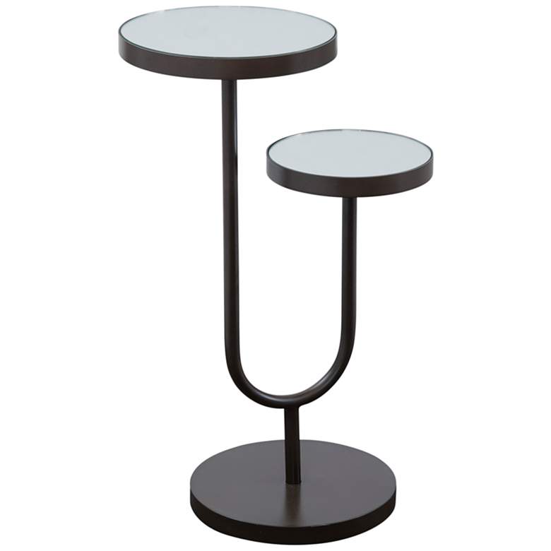 Image 1 High-Low 15" Wide Mirrored Bronze Metal Scatter Table