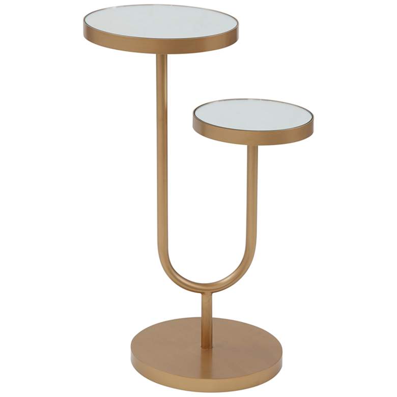 Image 1 High-Low 15" Wide Mirrored Gold Metal Scatter Table