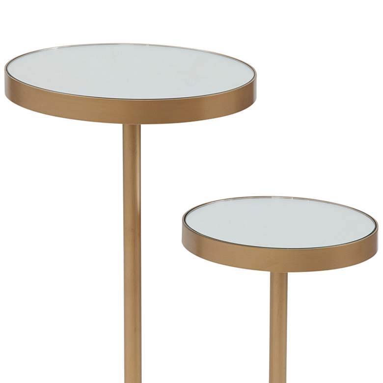 Image 2 High-Low 15" Wide Mirrored Gold Metal Scatter Table more views