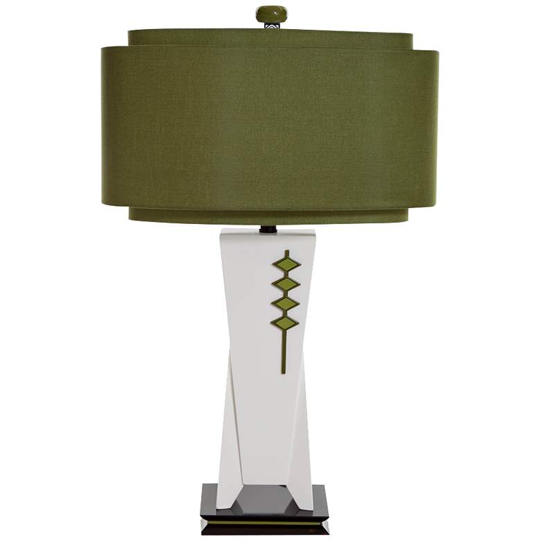 Image 1 High Roller Off-White and Olive Green Modern Table Lamp