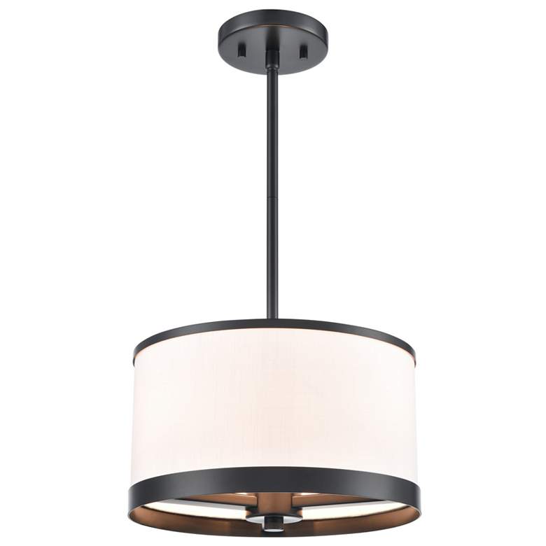 Image 1 High Street 12.01"W 3-Light Black Pendant w/ Soft Eggshell White Hue Shade