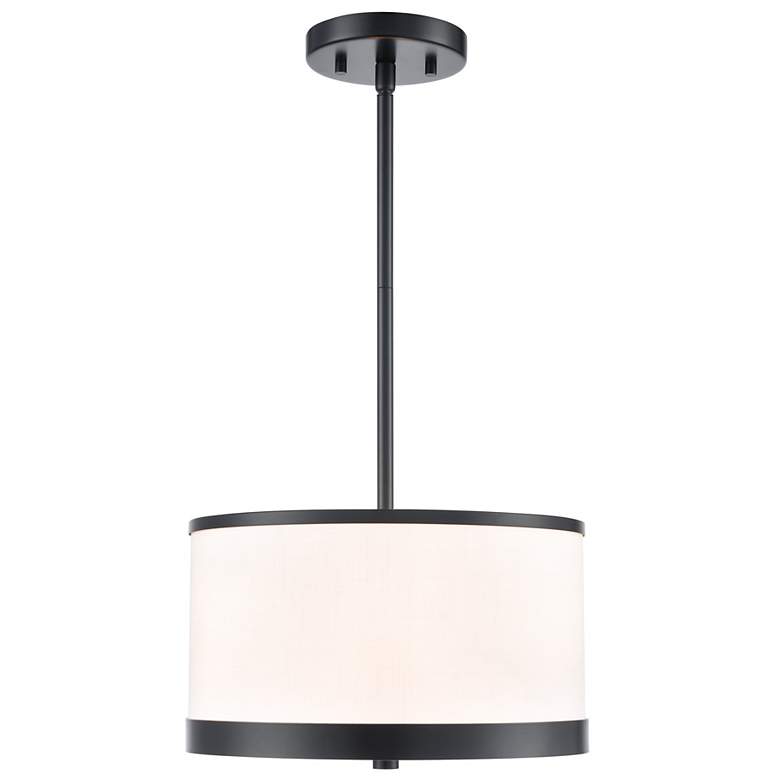 Image 2 High Street 12.01"W 3-Light Black Pendant w/ Soft Eggshell White Hue Shade more views