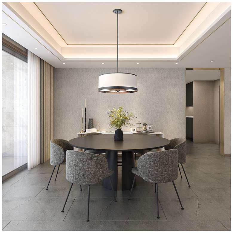 Image 6 High Street 18"W 4-Light Black Pendant w/ Soft Eggshell White Hue Shade more views