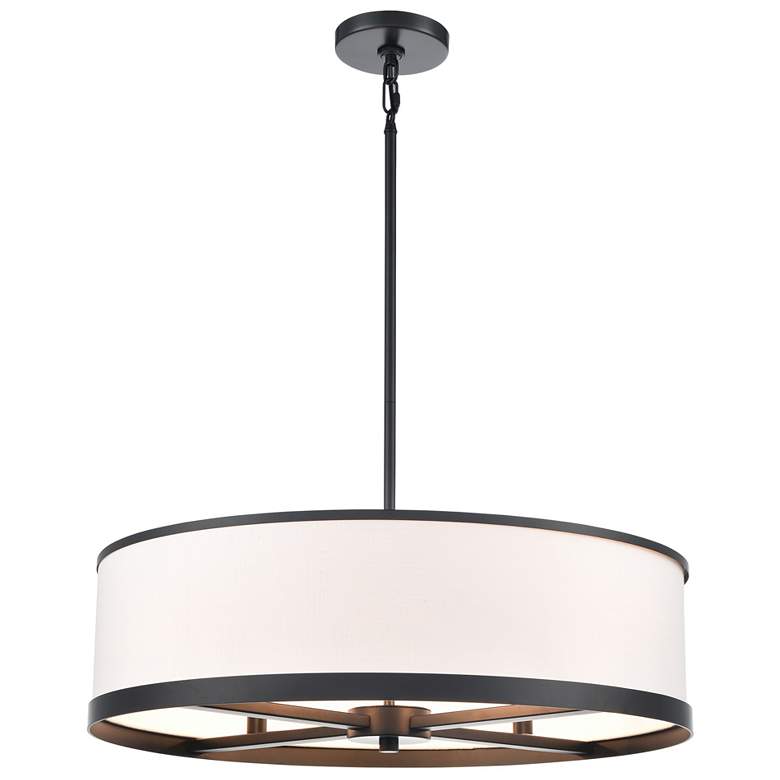 Image 1 High Street 24.02"W 4-Light Black Pendant w/ Soft Eggshell White Hue Shade