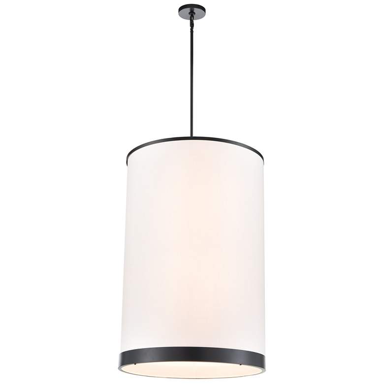 Image 1 High Street 24.02"W 8-Light Black Pendant w/ Soft Eggshell White Hue Shade