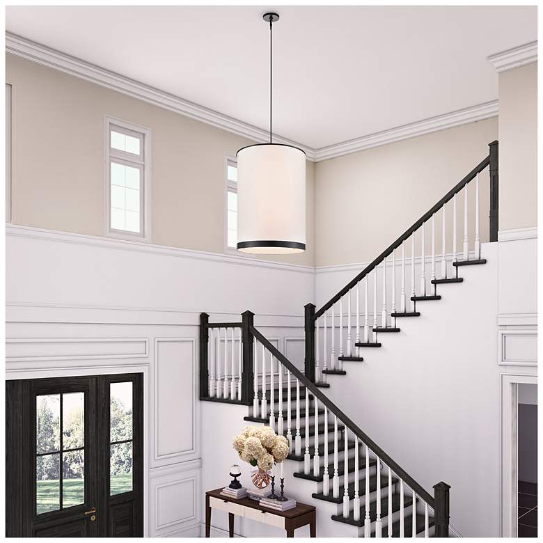 Image 6 High Street 24.02"W 8-Light Black Pendant w/ Soft Eggshell White Hue Shade more views