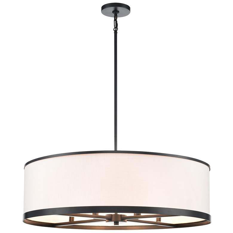 Image 1 High Street 30"W 8-Light Black Pendant w/ Soft Eggshell White Hue Shade