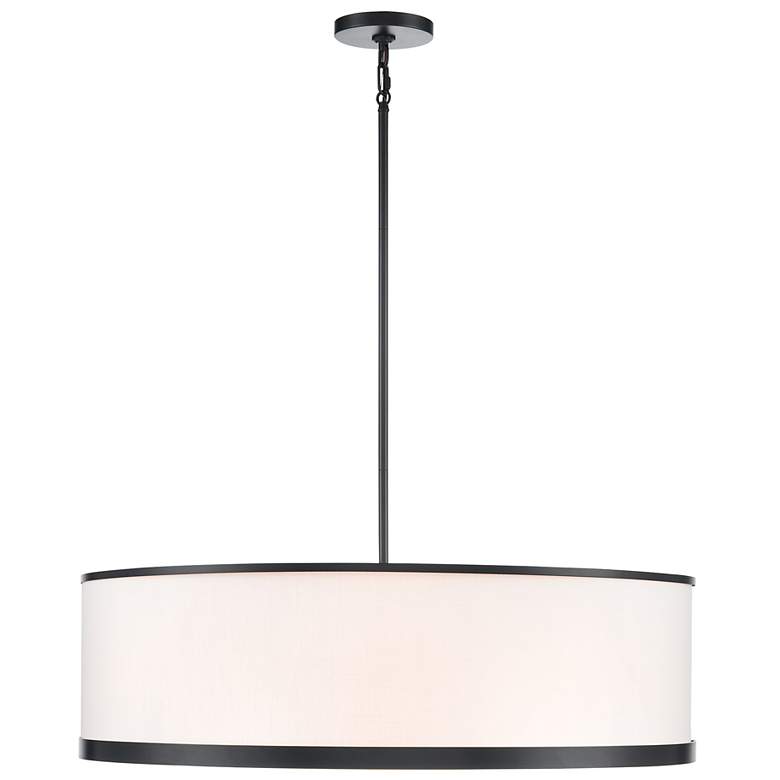 Image 2 High Street 30"W 8-Light Black Pendant w/ Soft Eggshell White Hue Shade more views