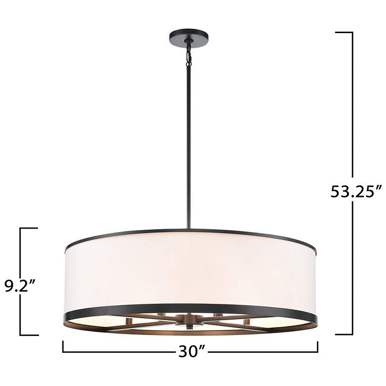 Image 7 High Street 30"W 8-Light Black Pendant w/ Soft Eggshell White Hue Shade more views