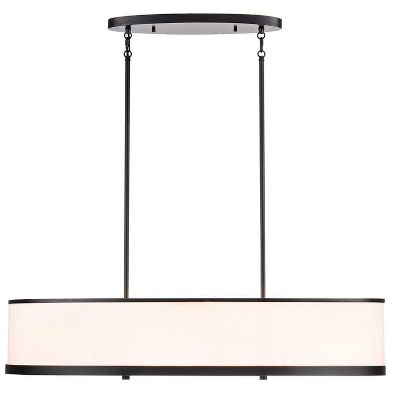 Image 1 High Street 38"W 8-Light Black Pendant w/ Soft Eggshell White Hue Shade