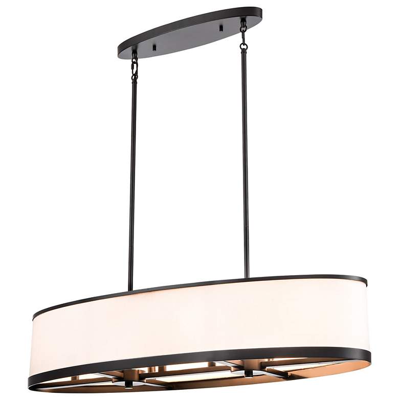 Image 2 High Street 38"W 8-Light Black Pendant w/ Soft Eggshell White Hue Shade more views