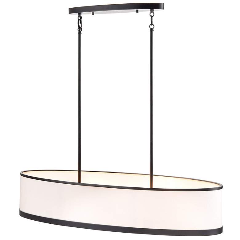 Image 3 High Street 38"W 8-Light Black Pendant w/ Soft Eggshell White Hue Shade more views