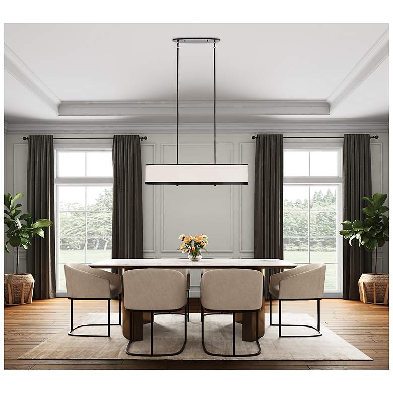 Image 6 High Street 38"W 8-Light Black Pendant w/ Soft Eggshell White Hue Shade more views