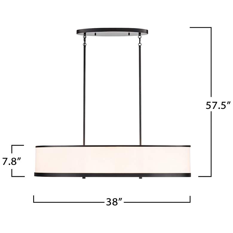 Image 7 High Street 38"W 8-Light Black Pendant w/ Soft Eggshell White Hue Shade more views