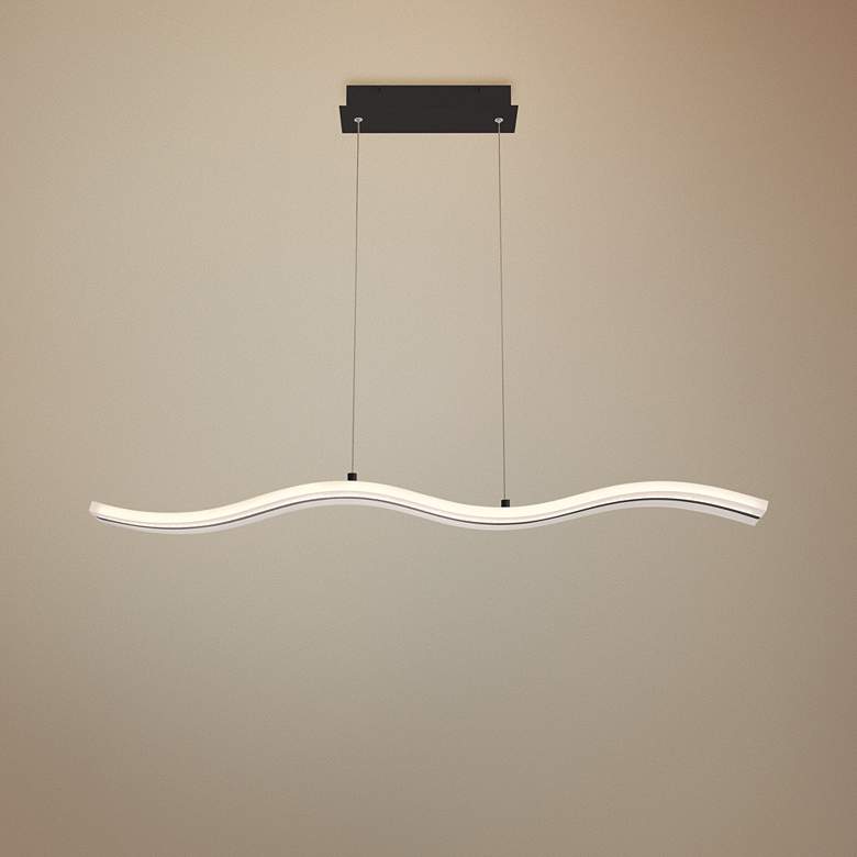 Image 1 High Tide 38"W Black White LED Kitchen Island Light Pendant