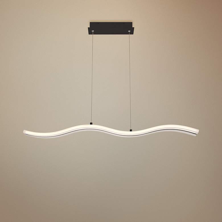 Image 1 High Tide 38 inchW Black White LED Kitchen Island Light Pendant