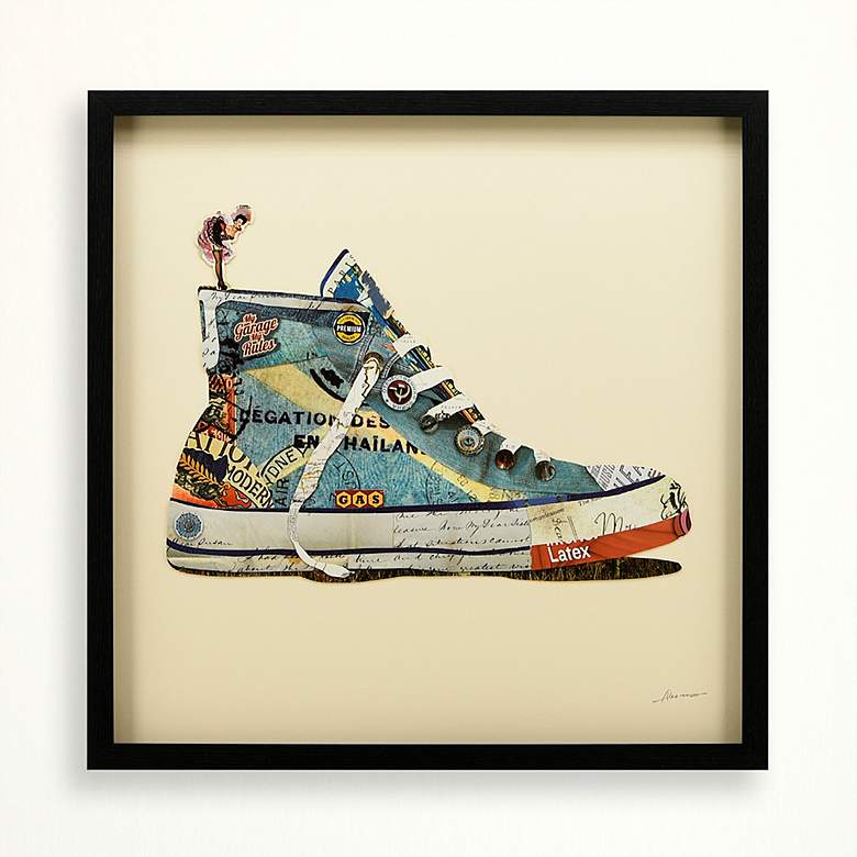 Image 1 High Top Sneaker 25"H Dimensional Collage Framed Wall Art