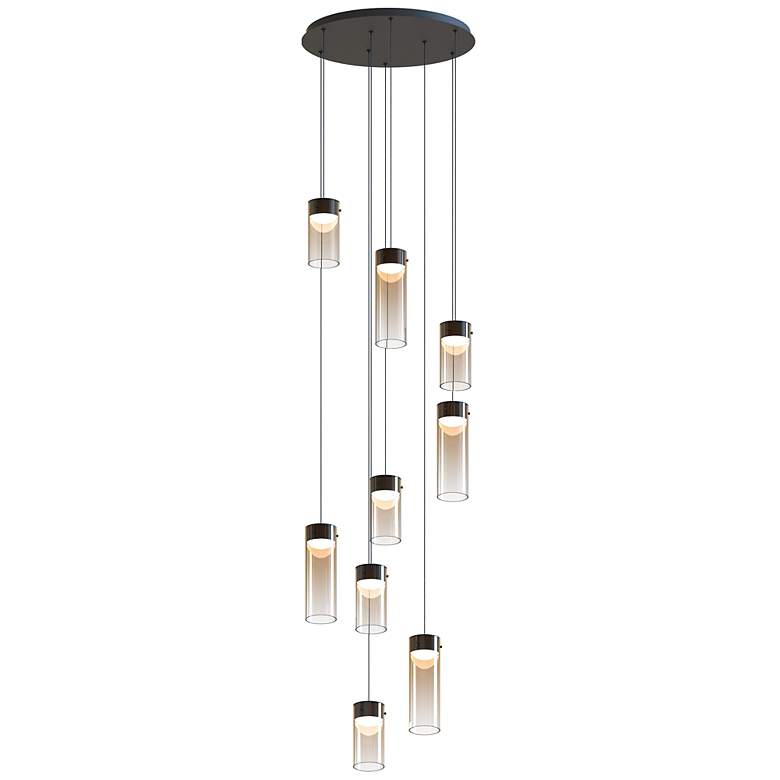 Image 2 Highball 22 3/4"W Gunmetal LED Multi-Light Pendant w/ Amber Glass