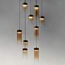 5_Highball 22 3/4"W Gunmetal LED Multi-Light Pendant w/ Amber Glass more views