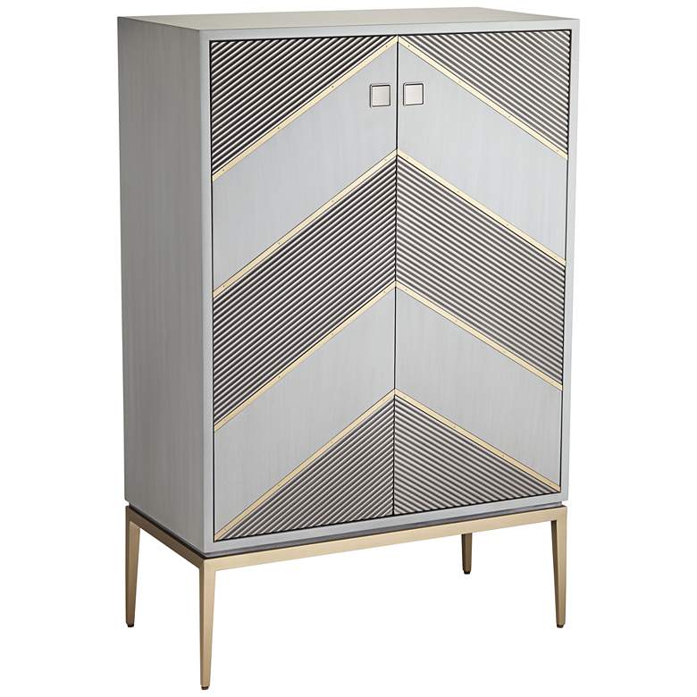 Highland 48 1/2&quot; High Gray and Champagne Chevron 2-Door Accent Chest
