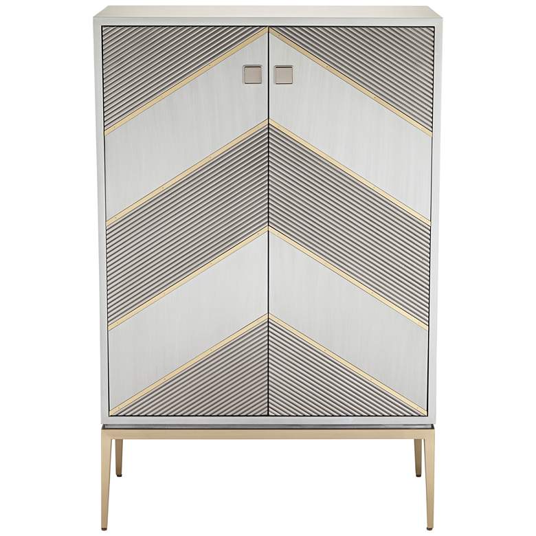Highland 48 1/2&quot; High Gray and Champagne Chevron 2-Door Accent Chest more views