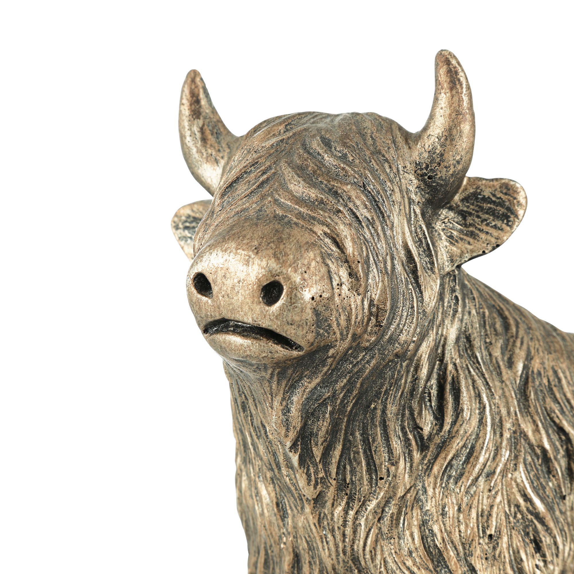 Image 2 Highland Cow 7 1/4" High x 7 3/4" Wide Antique Gold Finish Statue more views