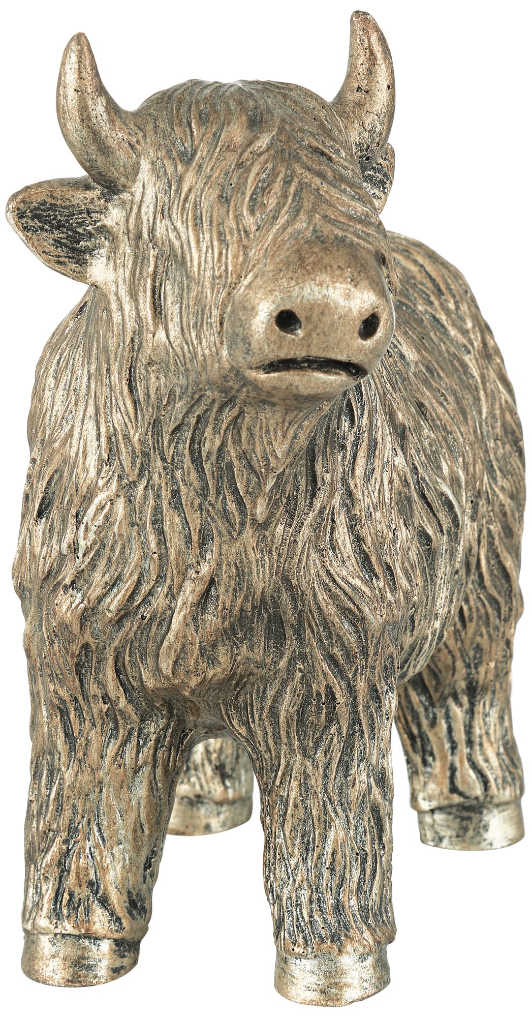 Image 4 Highland Cow 7 1/4" High x 7 3/4" Wide Antique Gold Finish Statue more views