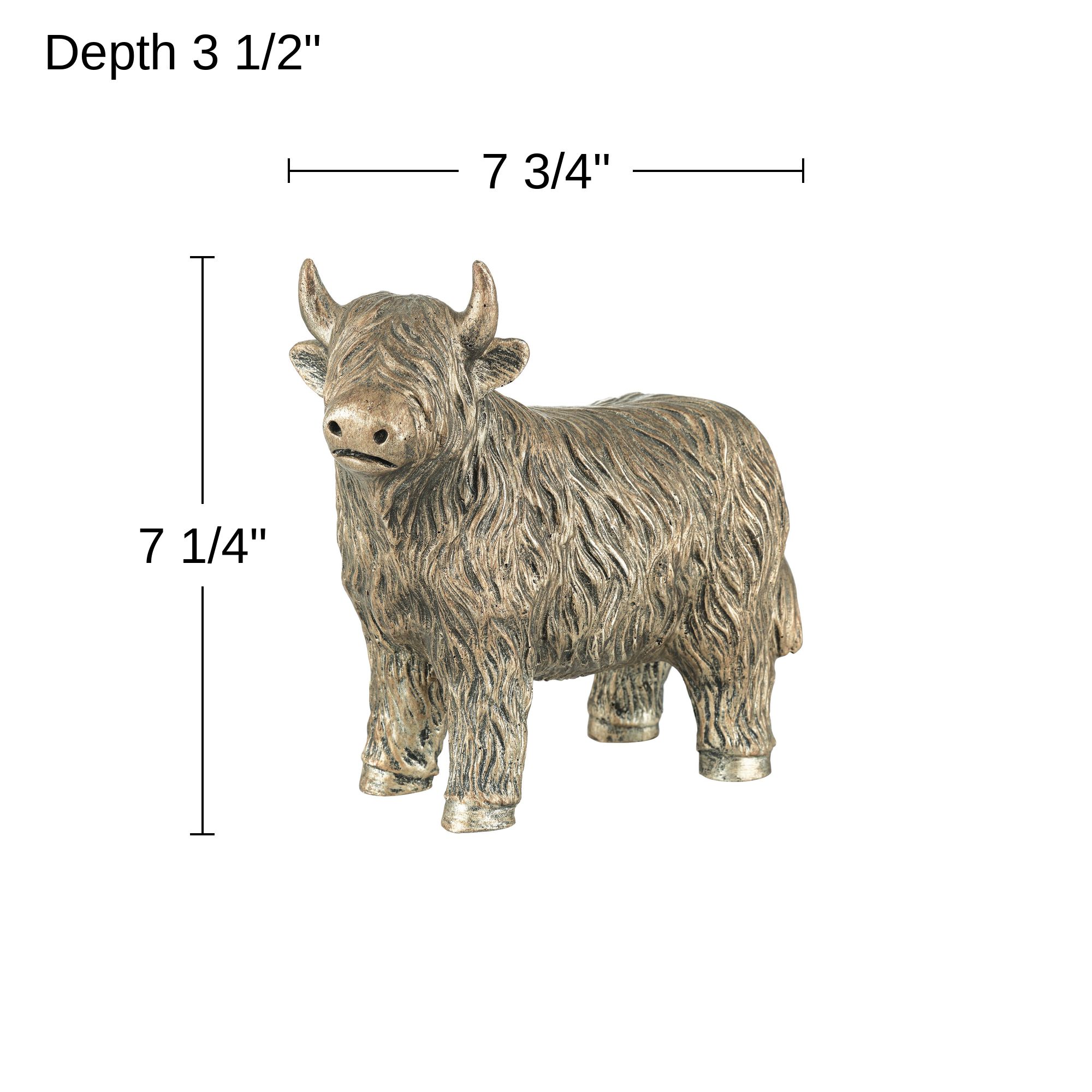 Image 7 Highland Cow 7 1/4" High x 7 3/4" Wide Antique Gold Finish Statue more views