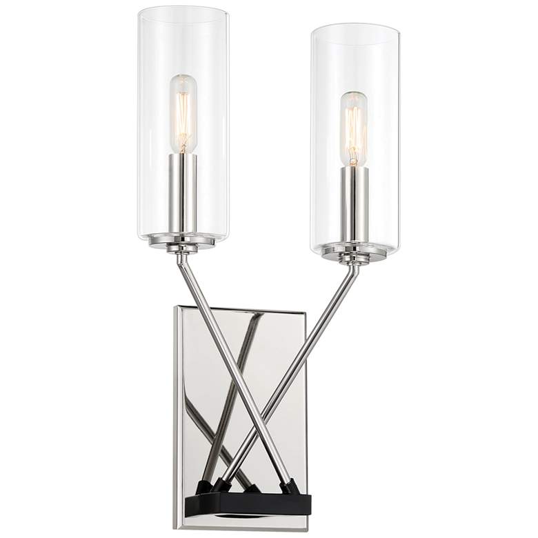 Image 1 Highland Crossing 17 1/4 inch High Polished Nickel And Coal Wall Sconce