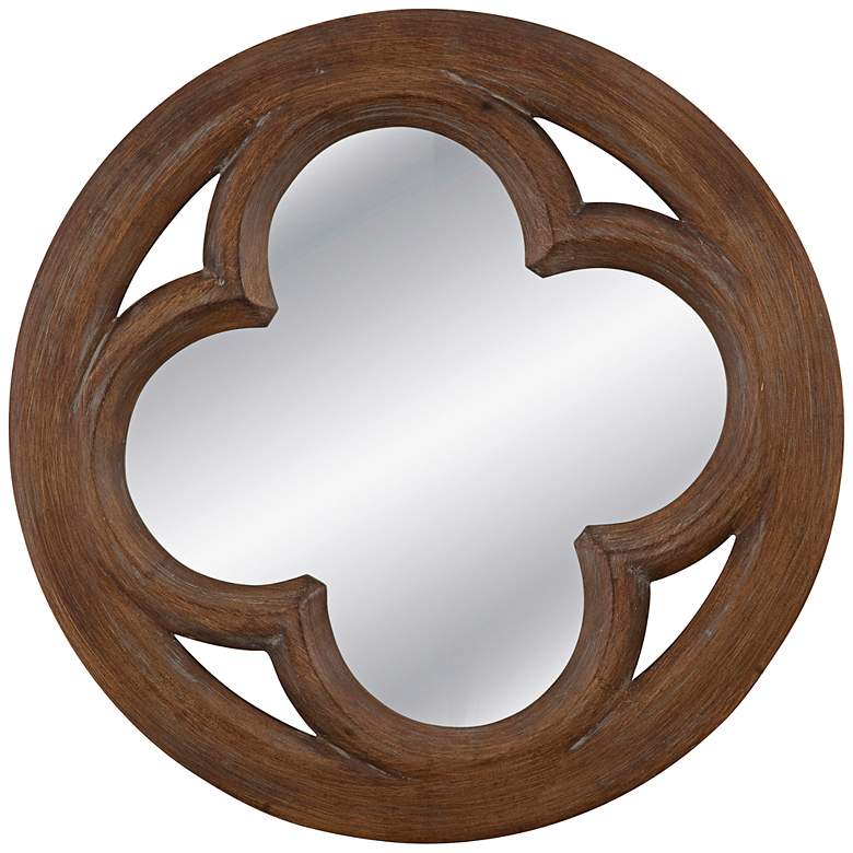 Image 1 Highland Weathered Wood 38 inch Round Wall Mirror