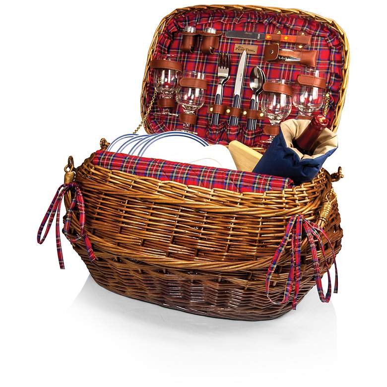 Image 1 Highlander Red Tartan Picnic Basket